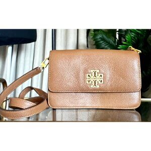 AUTHENTIC TORY BURCH CAMEL BROWN LEATHER BRITTEN SHOULDER BAG/CROSSBODY